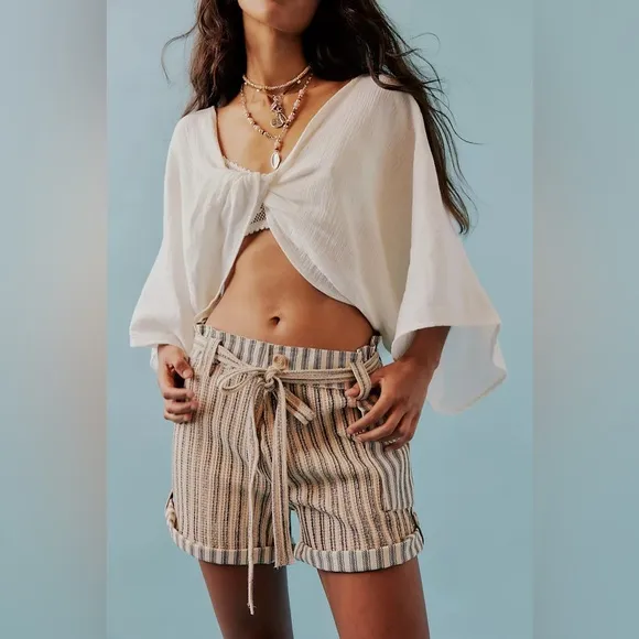 NEW FREE PEOPLE Fp One Harriet Striped Shorts