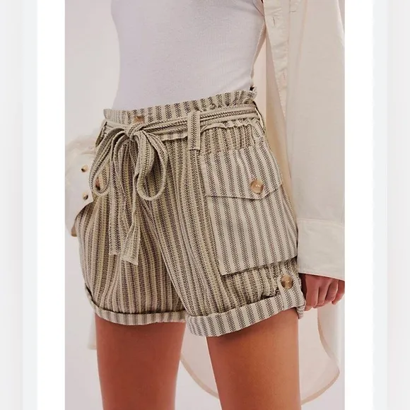 NEW FREE PEOPLE Fp One Harriet Striped Shorts