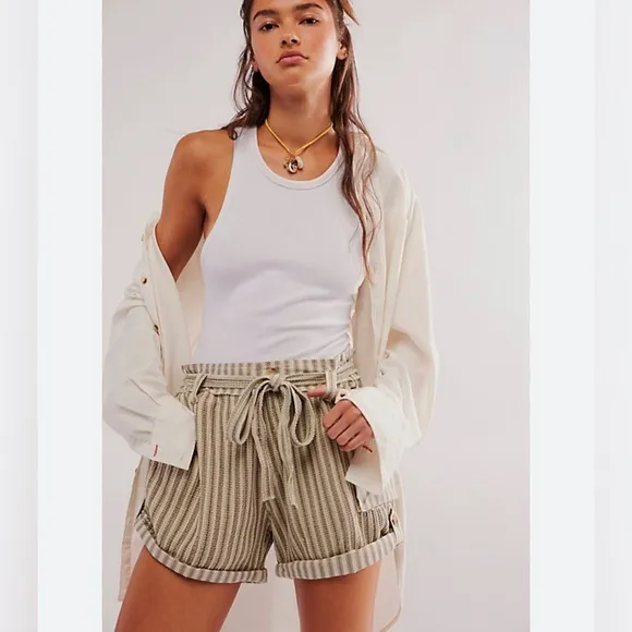 NEW FREE PEOPLE Fp One Harriet Striped Shorts