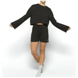 NEW Free People Intimately Free Sunny Set Black 2 Piece Set Shorts Crop Top