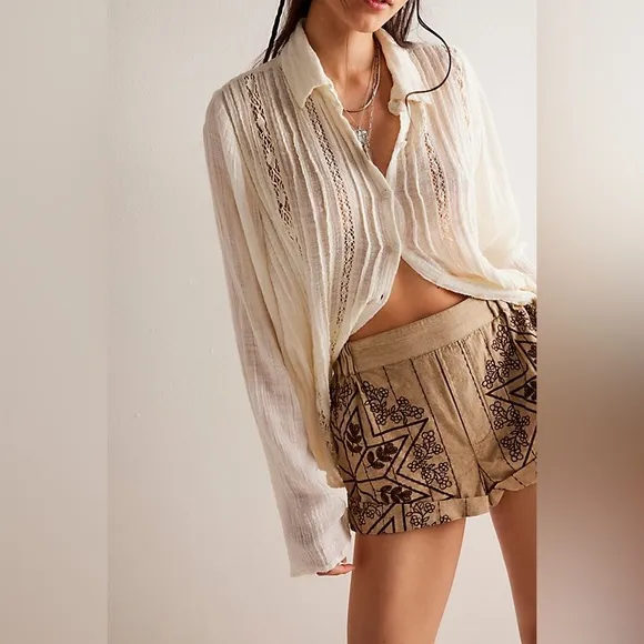 NEW FREE PEOPLE Westover Embroidered Shorts