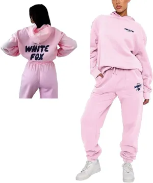 NEW JDBXKWOA Letter Hoodie and Sweatpants for Women Hip Hop Long Sleeve Hoodies Pant Joggers Set Casual Fleece Hooded Tracksuit, Pink, Sz S