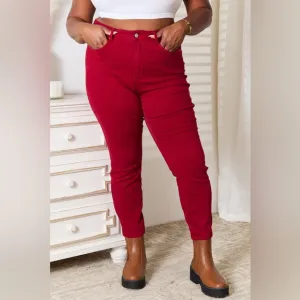NEW Judy Blue Plus Size Red High Waisted Tummy Control Skinny Jeans