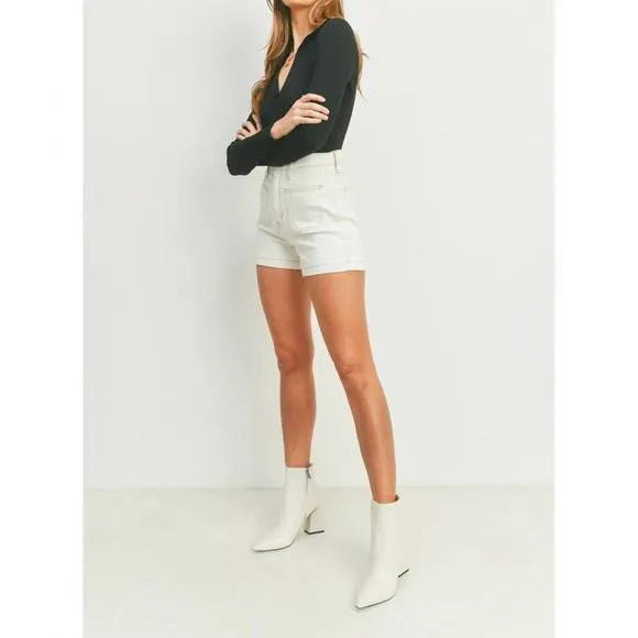 NEW JUST BLACK DENIM lucy patch shorts in off white
