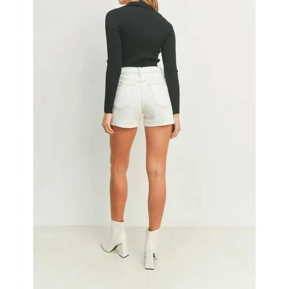 NEW JUST BLACK DENIM lucy patch shorts in off white