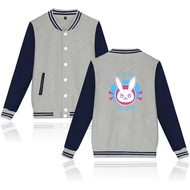 New Overwatches baseball uniform OW DV.a long sleeve jacket high quality hoody Sweatshirt Dva Cosplay Halloween Costume Couple