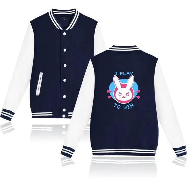 New Overwatches baseball uniform OW DV.a long sleeve jacket high quality hoody Sweatshirt Dva Cosplay Halloween Costume Couple