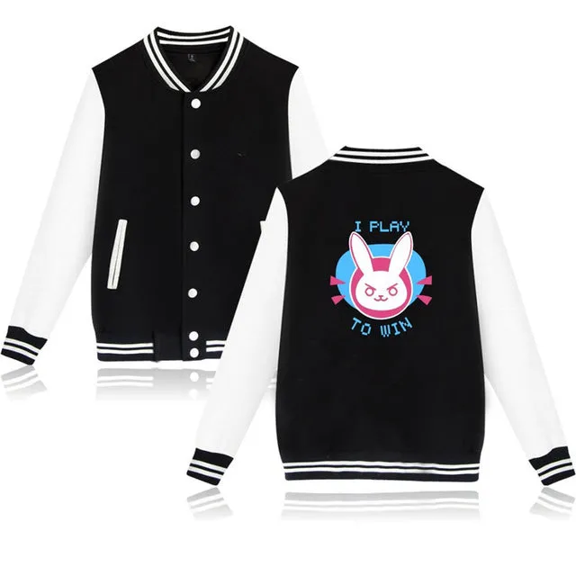 New Overwatches baseball uniform OW DV.a long sleeve jacket high quality hoody Sweatshirt Dva Cosplay Halloween Costume Couple