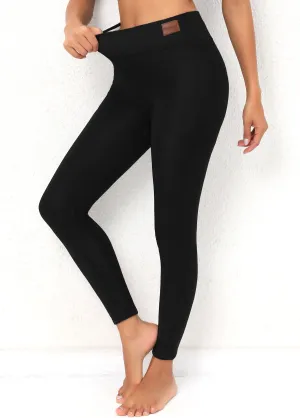 New Rosewe Fleece Thickening Black Elastic Waist Leggings Black, Sz M Retails $34 