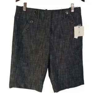 NEW Sandro High Rise Twill Sailor Button Pocket Bermuda Shorts