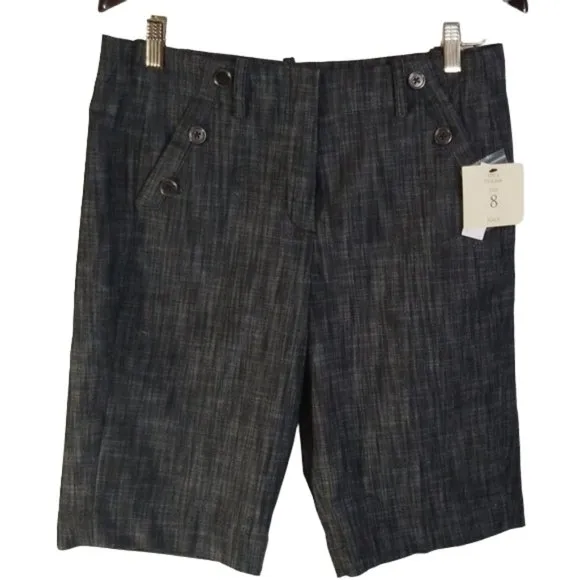 NEW Sandro High Rise Twill Sailor Button Pocket Bermuda Shorts