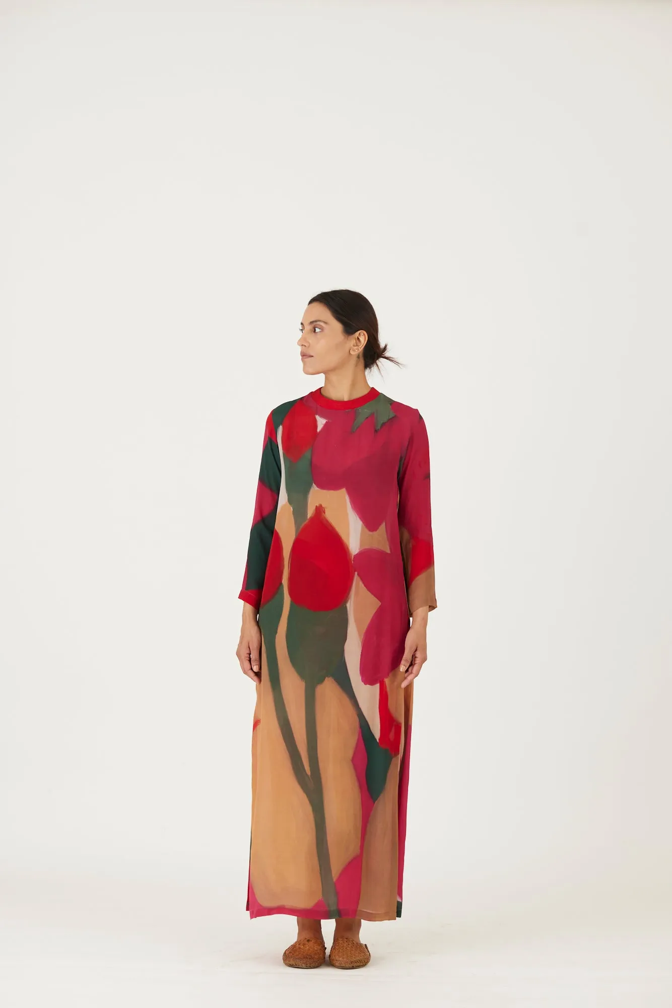 New Season Fall 24/Summer 25-Coord Set-Crepe-Lei Lani Red-YAMLS30-Fashion Edit Yam