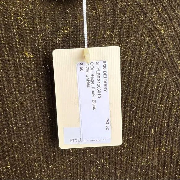 NEW See U Soon Mock Neck Brown/ Gold Metallic Knit Sweater S/M Fall Minimal