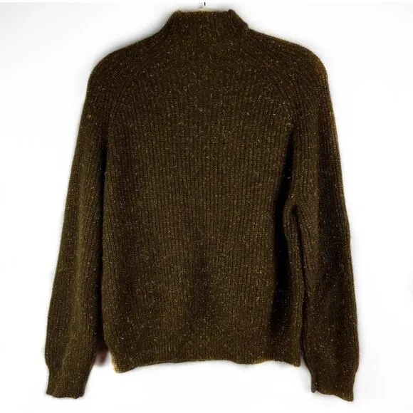 NEW See U Soon Mock Neck Brown/ Gold Metallic Knit Sweater S/M Fall Minimal