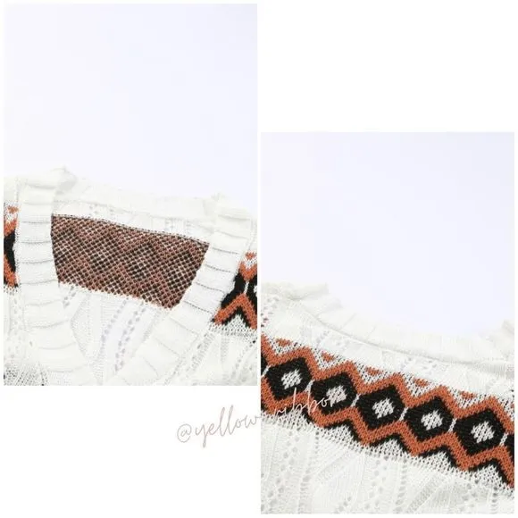 NEW White Tribal Pattern Long Cardigan
