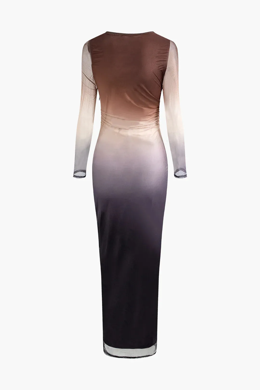 New with tags! Micas Tie Dye Ombre Ruched Mesh Long Sleeve Maxi Dress Sz S