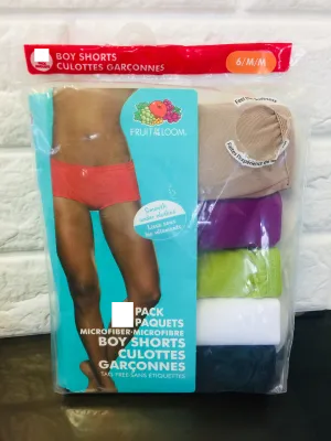 New Women's 5 pack Microfiber boy shorts, tag free smooth under clothes, Sz M!