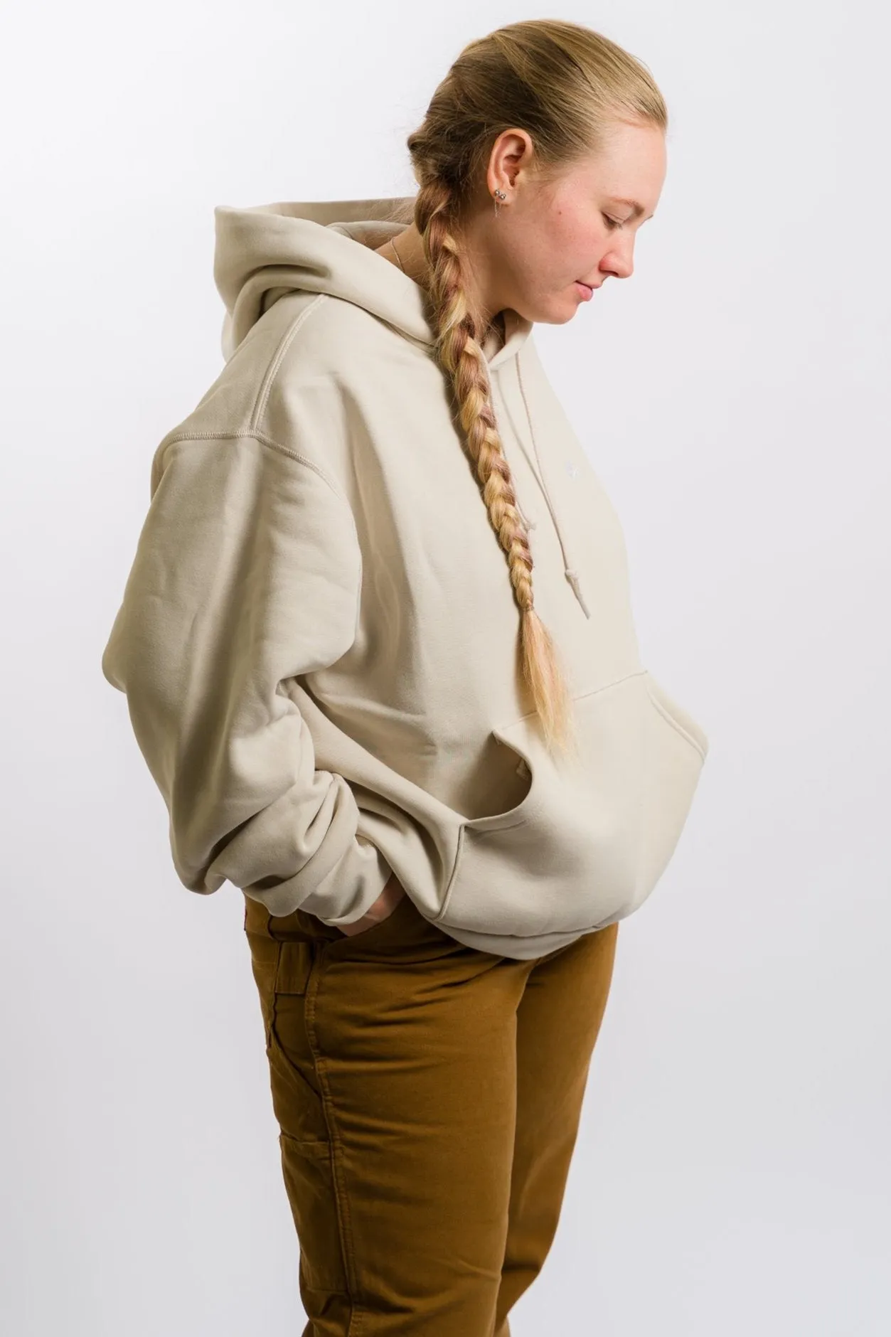 Nike SB Fleece Pullover Skate Hoodie - Light Orewood Brown/White