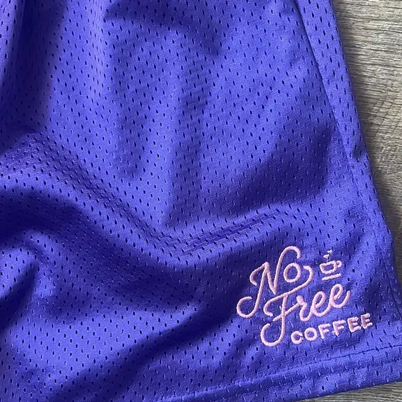 No Free Coffee Purple Basketball Shorts Size Large