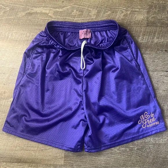 No Free Coffee Purple Basketball Shorts Size Large