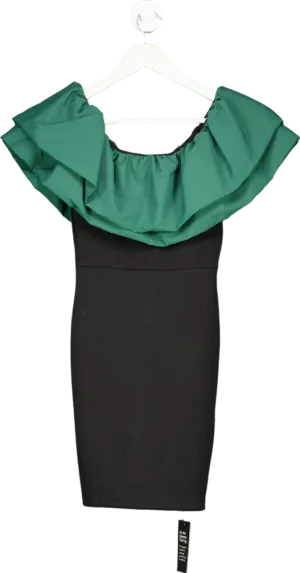 No Name Black and Green Off-Shoulder Dress UK XS