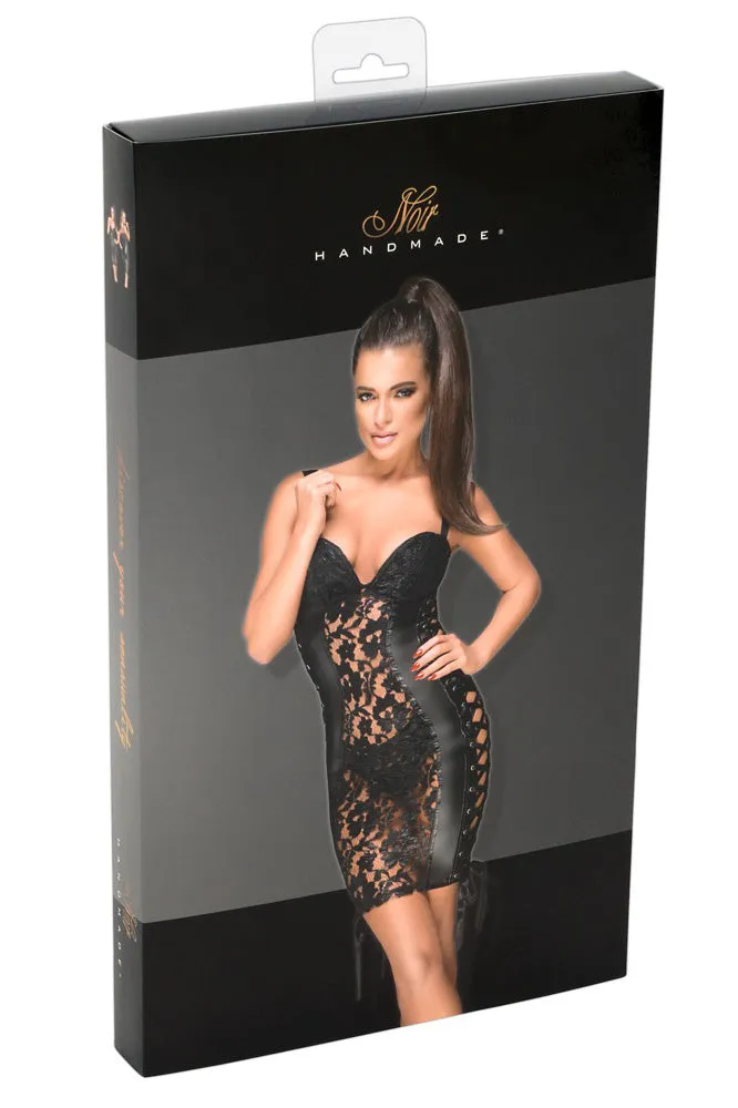 Noir Handmade Wetlook and Lace Dress