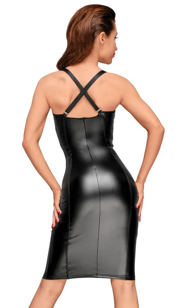 Noir Handmade Wetlook and Mesh Dress (XL)