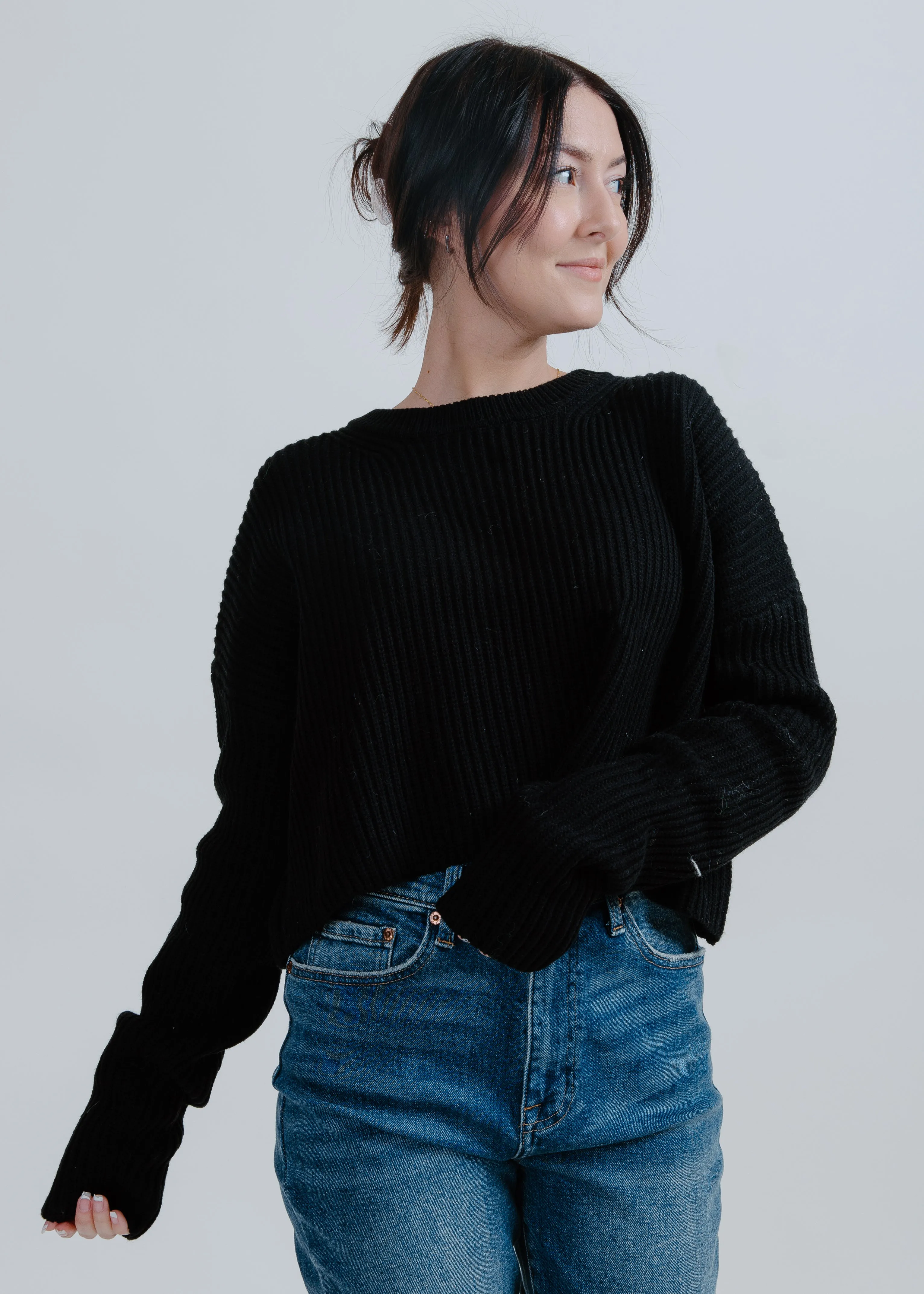 Nora Long Sleeve Knit Top - Black