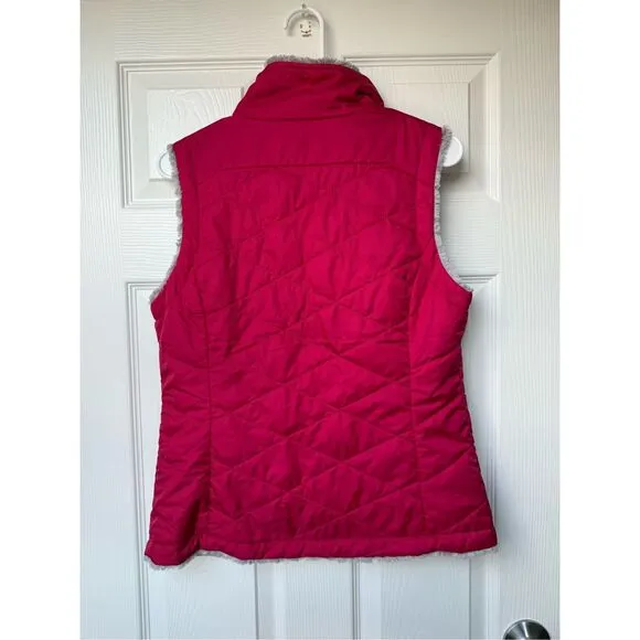 North Face Vest Small Women's Pink Gray Fuzzy Lined Outerwear NEW