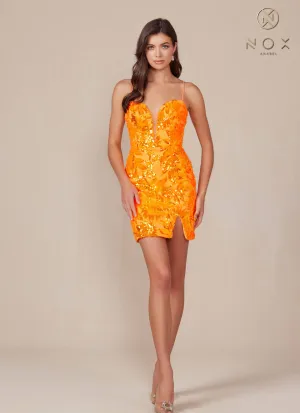 Nox Anabel T864 Dress Short Cocktail Fitted Sequin Print