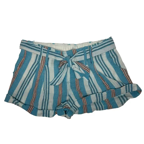 NWOT Free People Barbados Blooms Shorts in Blue Stripes 2