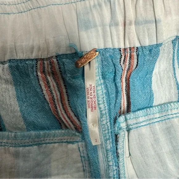 NWOT Free People Barbados Blooms Shorts in Blue Stripes 2