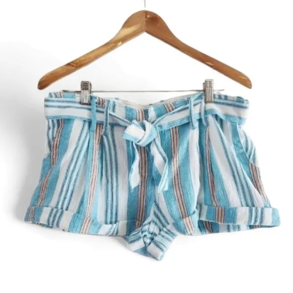 NWOT Free People Barbados Blooms Shorts in Blue Stripes 2