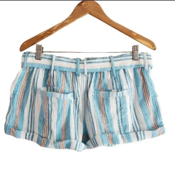 NWOT Free People Barbados Blooms Shorts in Blue Stripes 2
