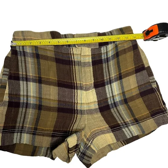 NWOT Free People Island Plaid Shorts tan/brown 2