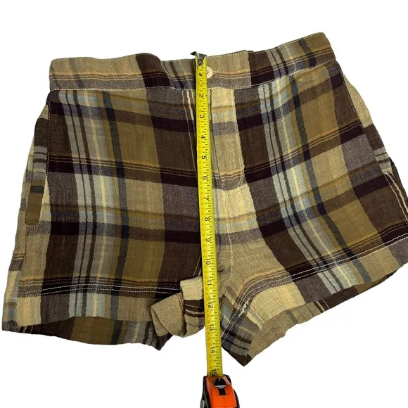 NWOT Free People Island Plaid Shorts tan/brown 2