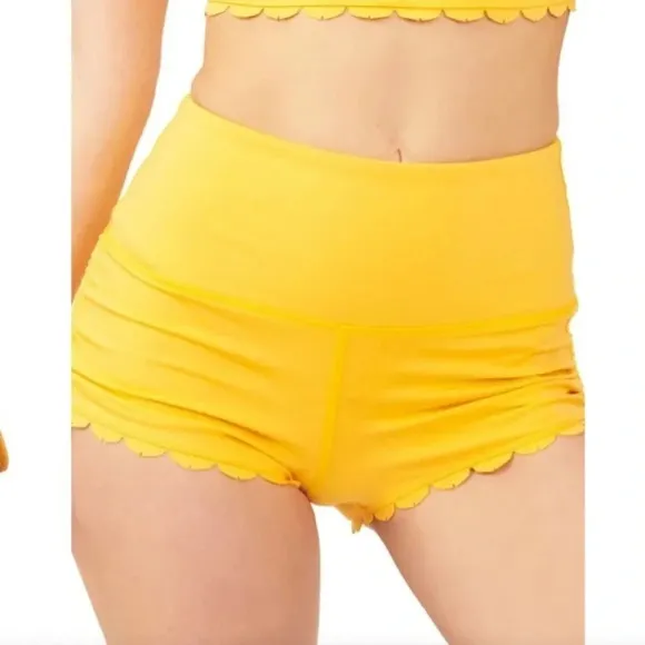 NWOT Free People Sun's Out Ruched Side Tie Shorts Size Medium in Mango Orange