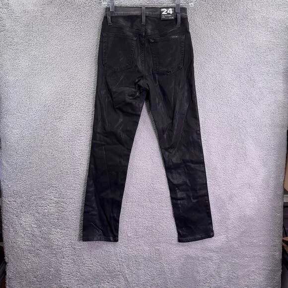 NWOT Joe's Jeans Women's 24 straight Ankle Black Coated Denim Pants High Rise