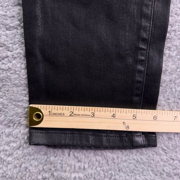 NWOT Joe's Jeans Women's 24 straight Ankle Black Coated Denim Pants High Rise