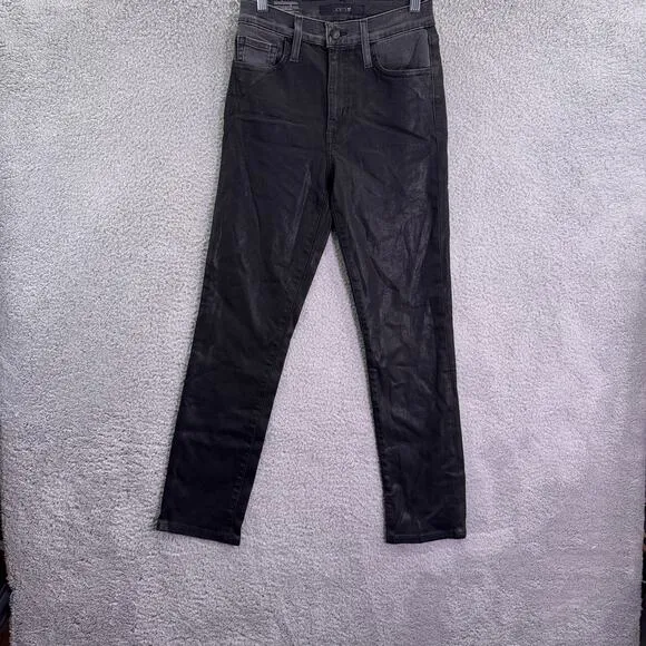 NWOT Joe's Jeans Women's 24 straight Ankle Black Coated Denim Pants High Rise