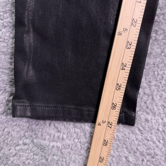 NWOT Joe's Jeans Women's 24 straight Ankle Black Coated Denim Pants High Rise