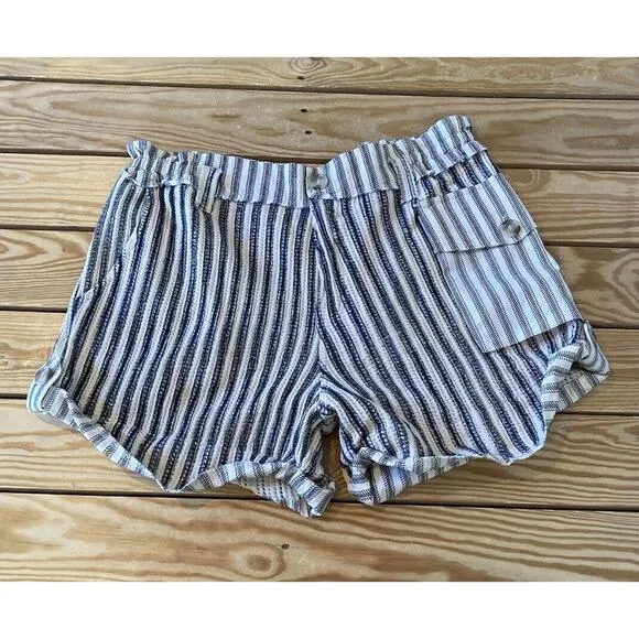 NWT $78 Free People Stripe Cargo Shorts Size Medium Women’s White Black