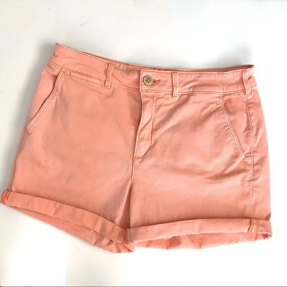 NWT Anthropologie Shrimp Pink Peach Pockets Relaxed Chinos Dress Shorts 25 0/2