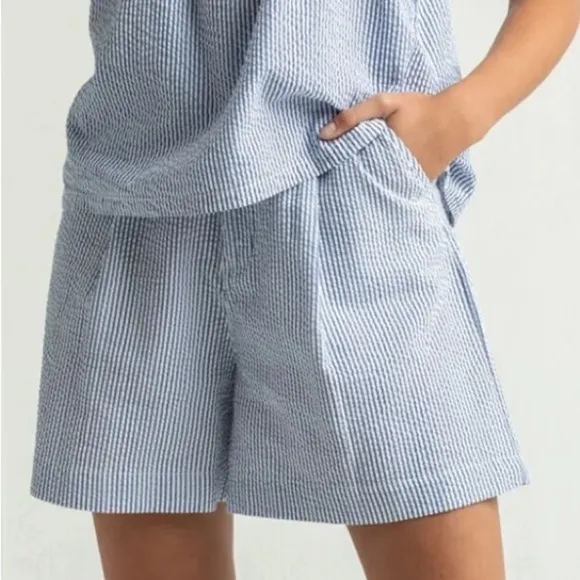NWT Brixton Victory Seersucker Stripe Trouser Shorts High Waist