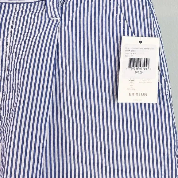NWT Brixton Victory Seersucker Stripe Trouser Shorts High Waist