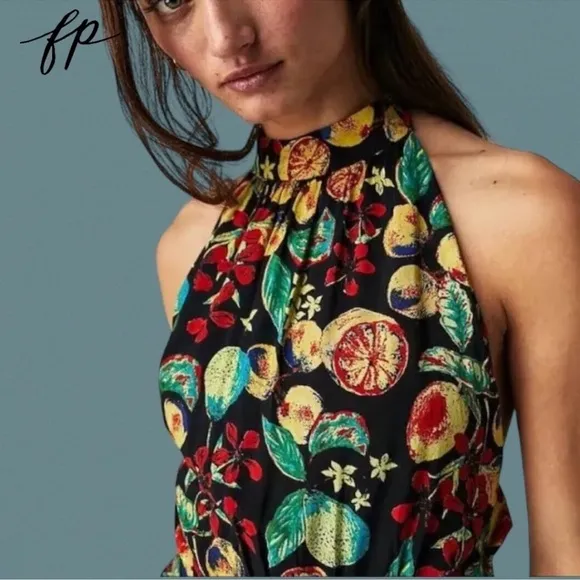 NWT Free People Black Combo Coral Tides Romper / xsmall