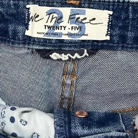 NWT Free People CRVY Vintage High-Rise Distressed Shorts in Lolita Blue