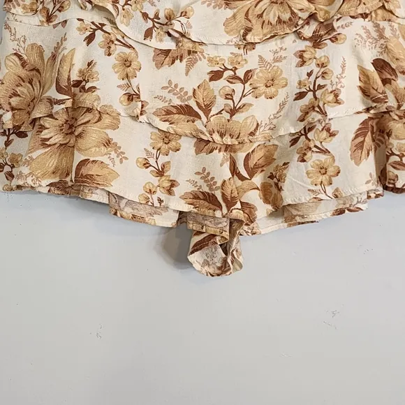 NWT Free People Days Gone By Womens Floral Tiered Cotton Linen Shorts Size XL