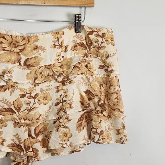 NWT Free People Days Gone By Womens Floral Tiered Cotton Linen Shorts Size XL
