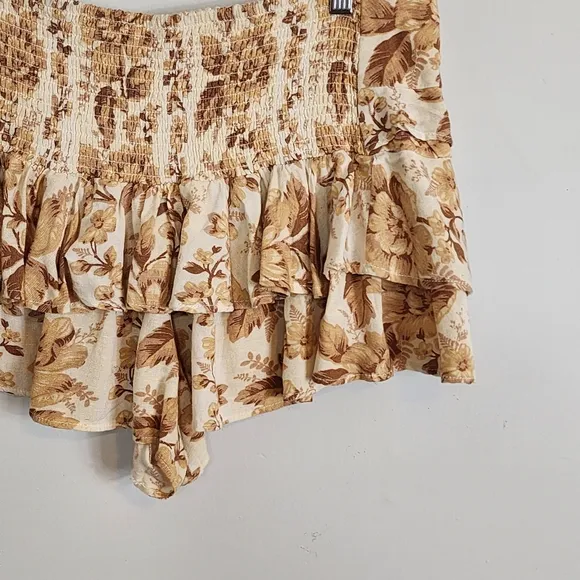 NWT Free People Days Gone By Womens Floral Tiered Cotton Linen Shorts Size XL